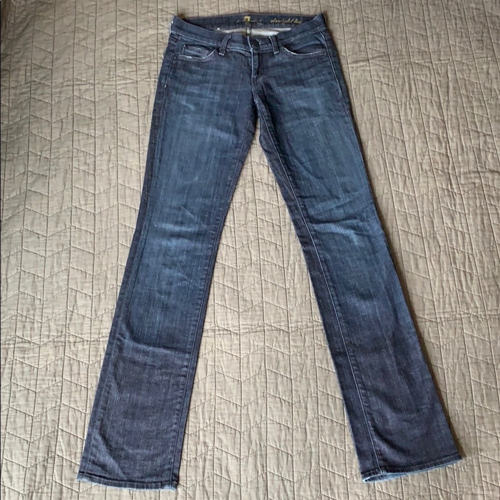 7 FOR ALL MANKIND Straight Leg Dark Wash Jeans - Picture 1 of 16
